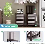SMIBUY Double Laundry Hamper 120L Bamboo with Lid 2-Compartment Sorter view 5
