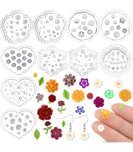 KIBBEH 6 Pack Spring Floral & Butterfly Silicone Molds For Polymer Clay – Oven-Safe, Ultra-Flexible Earring Molds | Jewelry Making Craft Tools