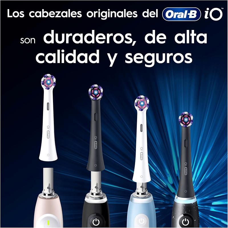 Oral-B Series iO Radiant White Original Replacement Heads, Pack de 8 Recargas Brancas para Escovas de Dentes Elétricas Oral-B iO, Branqueamento de Dentes, Remoção de Manchas