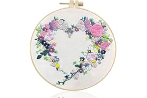 Maydear Embroidery Kit for Beginners Patterns Punch Needle Kit,Cross Stitch Kits,French Stamped Embroidery Starter Kit Adults Including Embroidery Hoop Color Threads and Embroidery Scissors