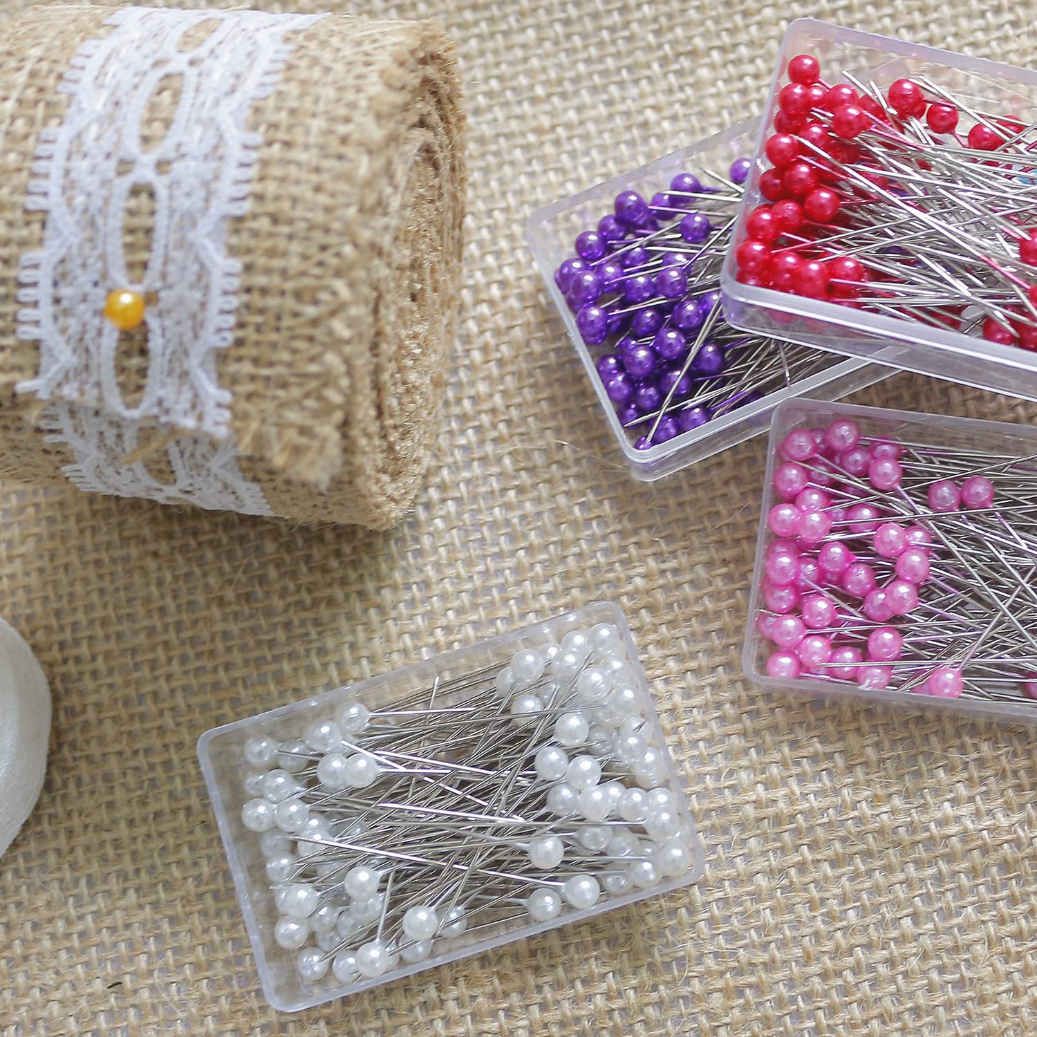 Fbshicung Fbshicung 1200PCS Sewing Pins for Fabric, Straight Pins with Pearlized Ball Heads Long 1.6inch, Quilting Pins for Dressmaker, Jewelry DIY Decoration, Craft and Sewing Tools