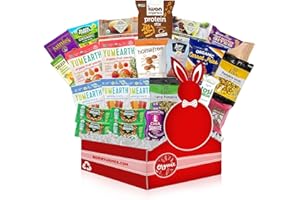 BUNNY · JAMES · Healthy Organic Easter Gift Basket: Variety of Fruits, Bars, Cookies, and Chips Snack Box Package Ideal Easter Gift Basket for Families, College Students, Adults - Easter Food Gift Snacks for Kids