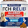 Dog Allergy Relief Chews - Itching Skin Relief for Dogs - Fish Oil - Omega 3 - Seasonal Allergies Pills - Skin & Coat, Anti Itch,Hot Spots Treatment - Canine Immune Health Supplement - 120 Soft Treats