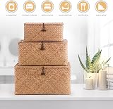 woodluv Set of 3 Seagrass Storage Box with Lid Brown view 5