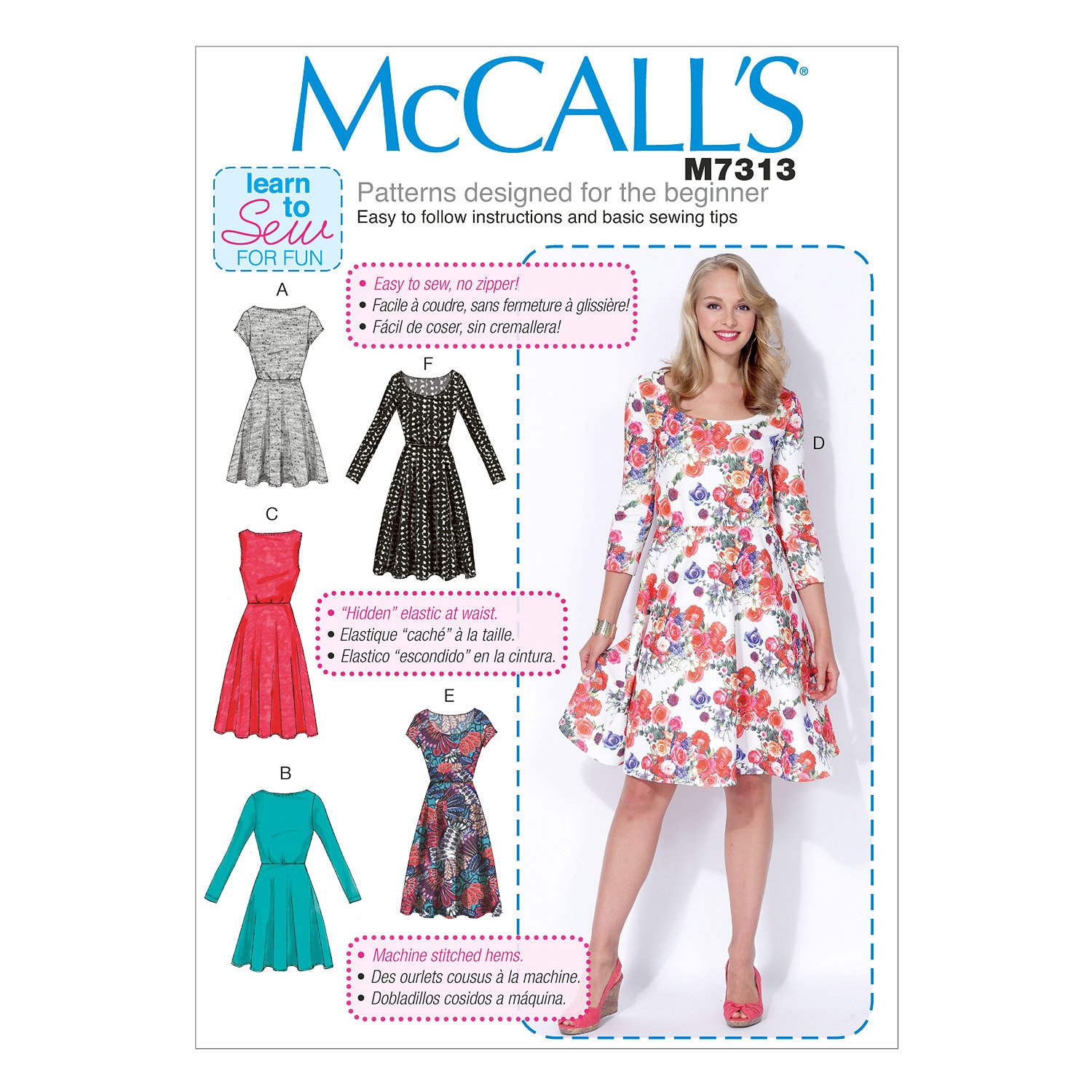 Mccall's Patterns 7313 RR Sizes 18W - 24W Misses/Women's Dresses, Multi-Colour