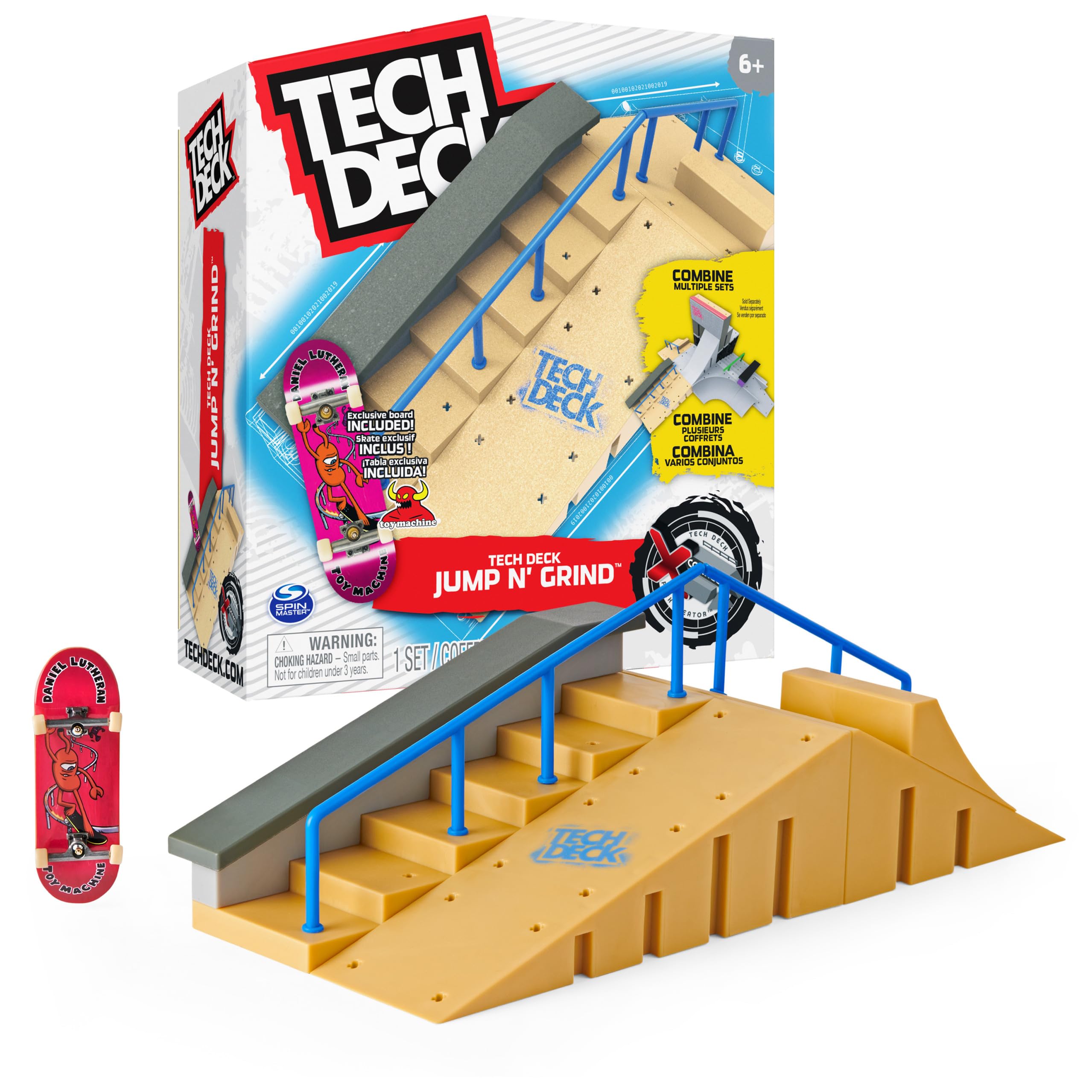 Tech Deck, Jump N’ Grind X-Connect Park Creator, Customizable and Buildable Ramp Set with Exclusive Fingerboard, Kids Toy for Ages 6 and up Multicolor One Size