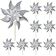 Renewable Alison's Wonderland 10 Pack Reflective Pinwheels - Wind Spinners Outdoor Bird Scare Devices, Sparkly Windmills for Yard and Patio Decor