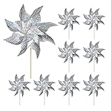 HOOSUN 10 Pack Reflective Pinwheels for Yard and