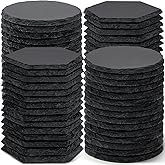 60 PCS Slate Coasters Bulk, MAPRIAL 4 Inch 30PCS Black Round, 30PCS Hexagon Stone Coasters for Laser Engraving, Handmade Drink Coaster Engravable Blanks Material for Engraver, Crafts, Gifts