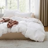 Bedsure Prewashed Duvet Cover King, Bedding Set with Zipper Closure, White | Ultra Soft, Relaxed Texture, Breathable Comfort, Hidden Zipper, 8 Corner Ties, Easy Care, OEKO-TEX Certified, Year-Round Use