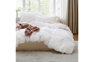 Bedsure Prewashed Duvet Cover Queen, Bedding Set with Zipper Closure, White | Ultra Soft, Relaxed Texture, Breathable Comfort, Hidden Zipper, 8 Corner Ties, Easy Care, OEKO-TEX Certified, Year-Round Use