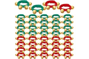 Lukmaa 48 Pcs Christmas Jingle Bells Musical Wrist Band Shaking Ankle Bells Adjustable Hand Bells for Kids Percussion Christmas Bells Musical Instruments Gift for Kids (Red Green)