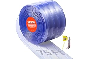 VEVOR Clear PVC Strip Curtain, 75 ft Length x 8 in Width, Ribbed Plastic Door Strip Bulk Roll, Walk in Freezer Cooler Curtain