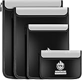 4 Pack Fireproof Document Bags, Waterproof Document Pouch Holder with Zipper, Fire Proof Money Bag for Cash, Fireproof Envelope Fire Safe Bag, Fire Resistant Storage for Legal/A4 Size (Black)