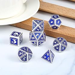 Metal Dice Set with Bag, DNDND Blue Dragon Scale