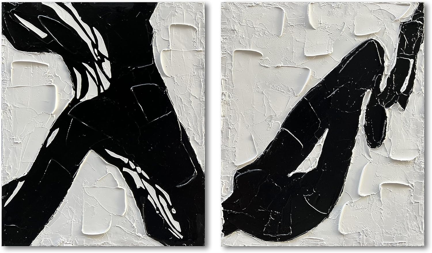 Paintings - NANKAI Hand-Painted Contemporary Minimalist Oil Painting Art Black and White Wall Abstract art, Home Living Room Wall Decoration Painting Art 20x24 inch x 2