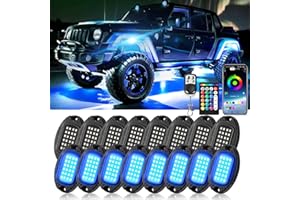 ZONECONA 16Pods Metal Alloy RGB LED Rock Lights with APP/Dual RF Remote Control, 384LEDs Underbody Light Dual Zone Multicolor Underglow Lights Kit Neon Light Waterproof 12V for Trucks Jeep Golf Cart