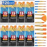 AROIC Acrylic Paint Brush Set,8 pack/120pcs Nylon Hair Acrylic Painting Brushes,Watercolor Rock Face Painting Brushes, Artist Craft Brush Supplies, for All Purposes Children Adult Painting.