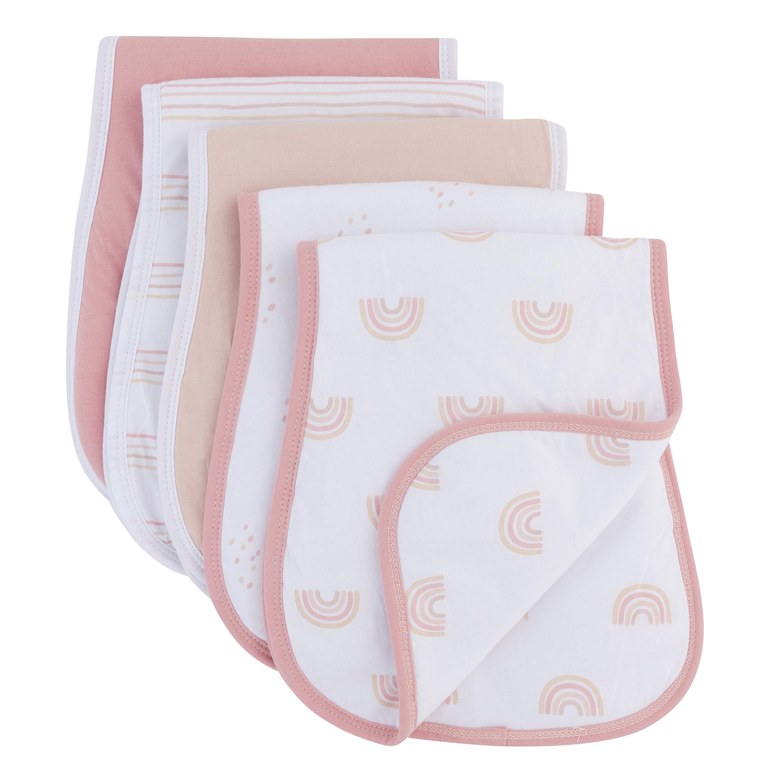 Ely's & Co. Ely's & Co. Baby Burp Cloths - 5pc Hourglass Shape with Extra Absorbent - Baby Bibs & Burp Cloths Baby Girl and Baby Boy, Newborn Essentials (Pink Rainbow Combo)
