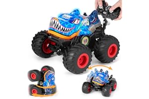 LAOYEBAOHAO Monster Truck Toys with Light & Music Shark Monster Truck Rotating 360° Remote Control Car Upright Drive for RC Cars for Kids,Remote Control Car for Toddlers,Monster Trucks for Boys Age 4-7