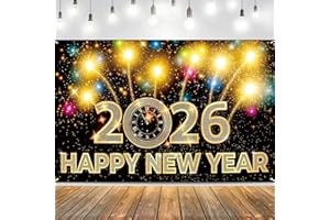 IPARTYCOOL Ideal New Years Eve Party Supplies 2026, Premium Happy New Year Backdrop Banner, Large 72x44in, Classic Design, HQ Fabric, HD Printing, Perfect for NYE Decorations 2026