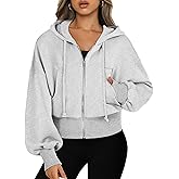 ANRABESS Womens Zip Up Hoodies Cropped Sweatshirts Casual Comfy Cute Zip Jackets Fashion Trendy Fall Outfits 2026 Y2K Clothes