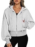 ANRABESS Womens Zip Up Hoodies Cropped Sweatshirts