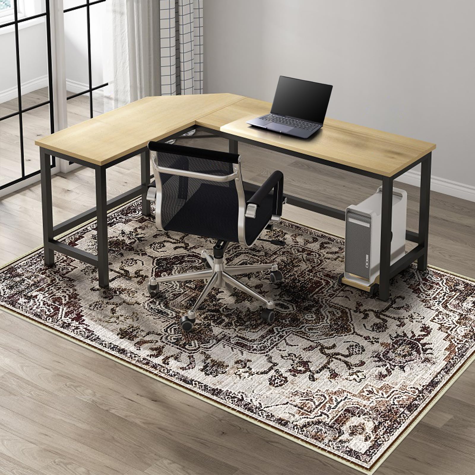 Photo 1 of Kuyal Office Chair Mat for Hardwood Floor, 48 x 60 inches, Modern, Beige Brown