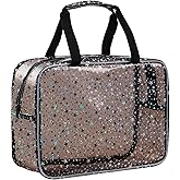 UUYUUY PVC Clear Makeup Bag for Women Waterproof Star Make Up Bag Toiletry Bag Travel Durable Cosmetic Bag Large Cute Tote Bag Organizer Makeup Pouch, Black