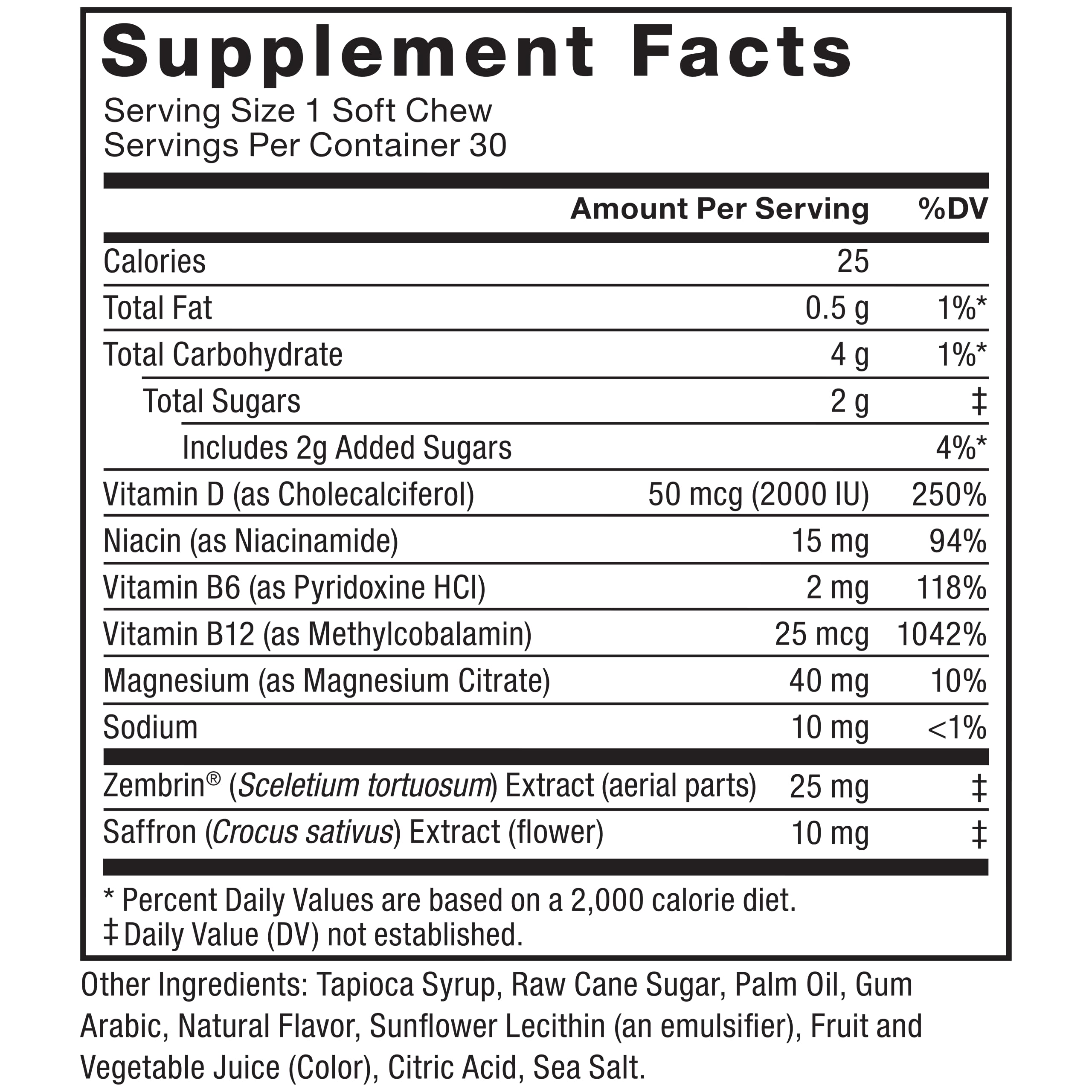 FORCE FACTOR Happy Mood, Mood Support and Mood Balance Supplement to Support Happiness, Positivity, and Stress, Made with Magnesium, Saffron, Zembrin, Non-GMO, Tropical Fruit Flavor, 30 Soft Chews