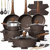 Umite Chef Pots and Pans Set Non Stick, 26pcs Nonstick Cookware Sets | Die-Cast Aluminum, Fast &amp; Even Heating, PFOS &amp; PFOA Free, Durable Texture Design, Frying Pan Included, Housewarming Gift