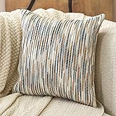 Aeckself Boho Striped Pillow Cover 20x20, Decorative Square Throw Pillow Cover Chenille Neutral Pillowcase for Couch Bedroom Living Room, Yellow Gray