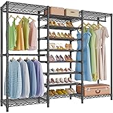 VIPEK S3 Heavy Duty Garment Rack Freestanding Clothes Rack Closet Storage Organizer Large Wardrobe with 6-Tier Shoe Rack, Han