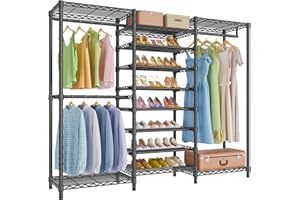 VIPEK S3 Heavy Duty Garment Rack Freestanding Clothes Rack Closet Storage Organizer Large Wardrobe with 6-Tier Shoe Rack, Han
