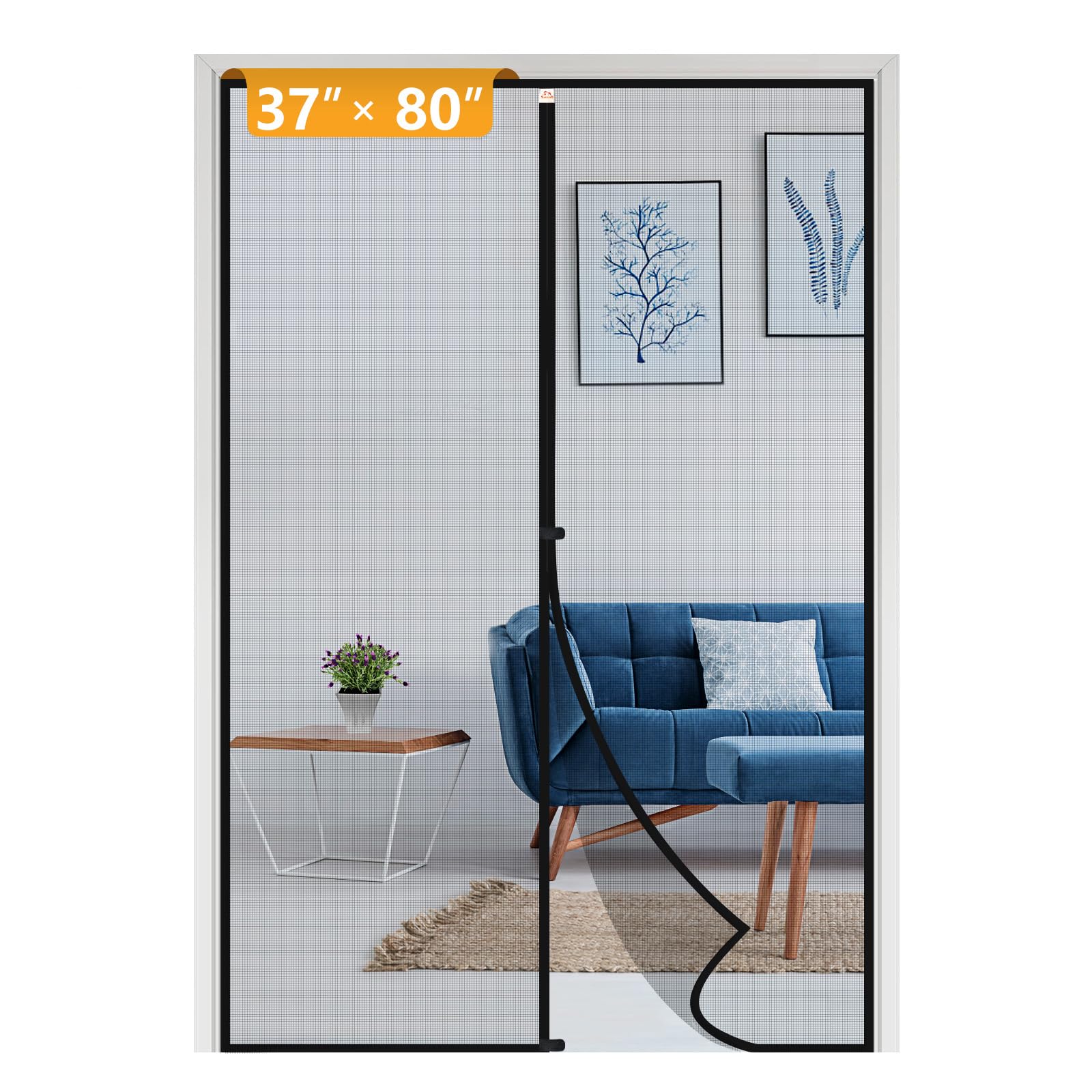 Photo 1 of Yotache Magnet Screen Door Fits Door Size 37 x 80, Screen Size 39" x 81" High Transparent Hands Free Entry Great for Pet and Kid Black