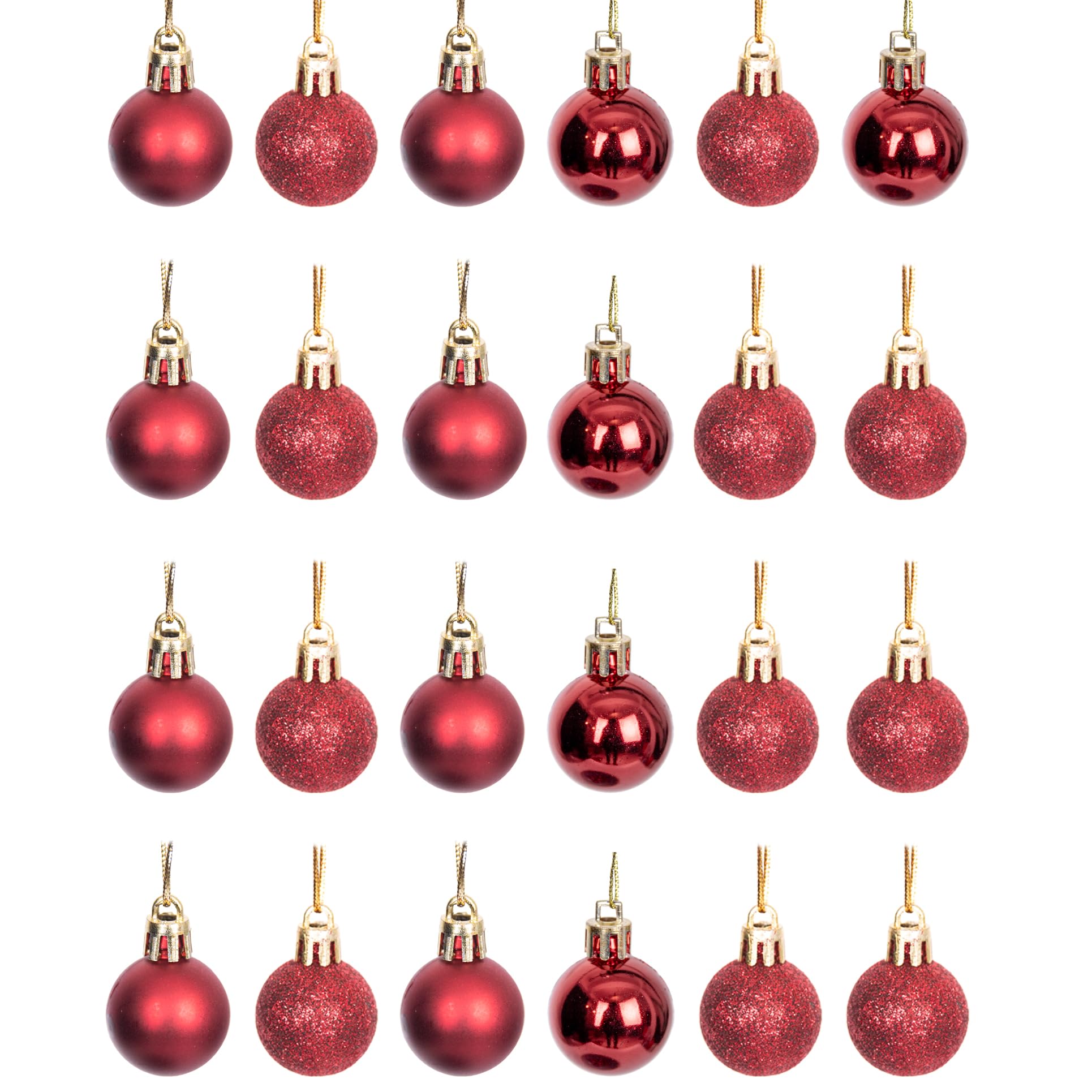 30mm/24Pcs Christmas Baubles Shatterproof Dark Red, Christmas Tree Decorations Ball Ornaments Balls Xmas Hanging Decorations Holiday Decor - Shiny,Matte,Glitter