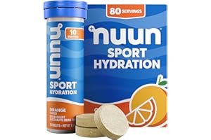 Nuun Sport Electrolyte Tablets - Dissolvable in Water, Orange, 5 Essential Electrolytes for Hydration, 1g Sugar Drink Mix, Vegan, Non-GMO, 8 Pack (80 Total Servings)