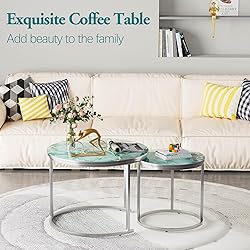 aboxoo Coffee Table Nesting Side Round Set of 2 End