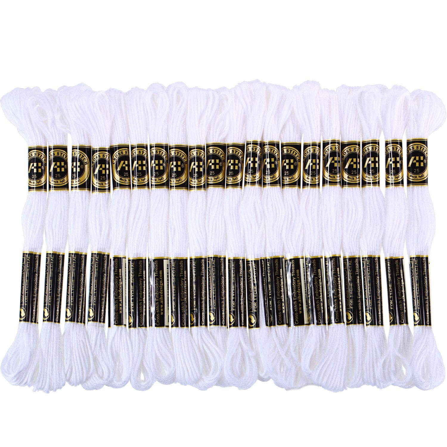 Sumind 20 Pieces White Embroidery Threads, 8m Long, Polyester, Cross Stitch, Hand Embroidery, Craft Projects