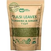 Holy Basil Tea, 8 Oz with Ginger and Turmeric, Tulsi Krishna Cut & Sifted Herbal Tea, Dried Pure Holy Basil Tulsi Leaves, Immune support with Multiple Herbs Benefits (Pack of 1)