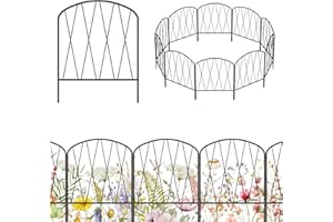 SHINOSKE Decorative Garden Fence 10 Pack, 17in(H) x 11ft(L) No Dig Anti-Rust Metal Dog Fences for The Yard, Garden Fence Border for Landscape Yard Patio Outdoor Decoration, Dog Rabbit Stakes Defense,Arched