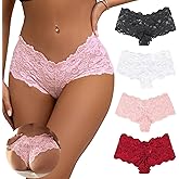 ohyeah Womens Lace Boyshort Cheeky Panties Plus Size Underwear Briefs Panty Soft Stretch Hipster