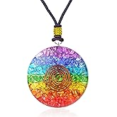 Orgonite Crystals Seven Chakra Rainbow Orgone Pendant - Orgone Chakra Healing Stones Necklace for Yoga, Meditation, Reiki Gifts, Office & Home Decor