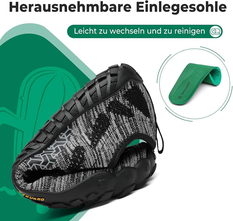 Barfuss Schuhe Damen Barfußschuhe Herren Barfussschuhe Outdoor Traillaufschuhe Leicht Barfuß Schuhe Barefoot Shoes Mit Zero-Drop Solhe Rauchschwarz,Gr.42