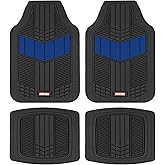 Motor Trend DualFlex™ Rubber Car Floor Mats All Weather Waterproof 4-Piece Sporty Two-Tone Design Car Mats Full Set - Universal Trim-to-Fit Floor Mats for Car, SUV, & Trucks - Car Carpet Protector