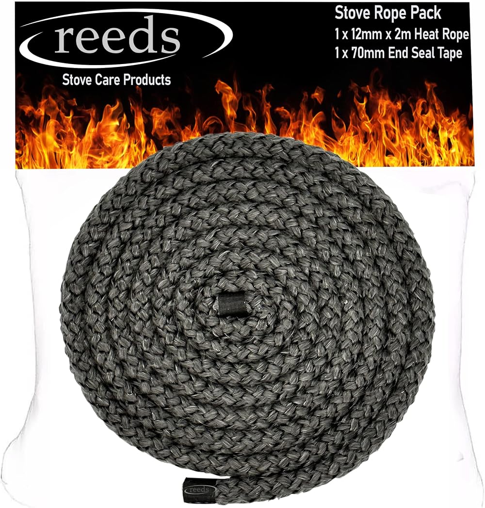 Reeds 12mm Black Stove Rope Heat Resistant 2 Metres Medium Density