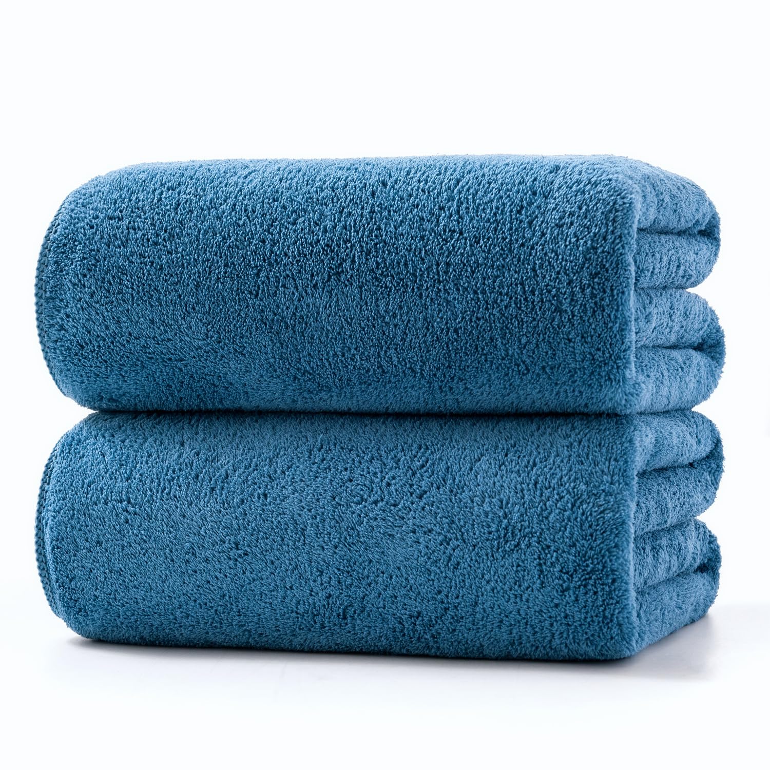 Lumimi Towels 2 Piece Very Soft Microfiber Bath Towel Set Super Absorbent Light Quick Dry and Durable, 55" L x 27" W, 2 Pack Blue