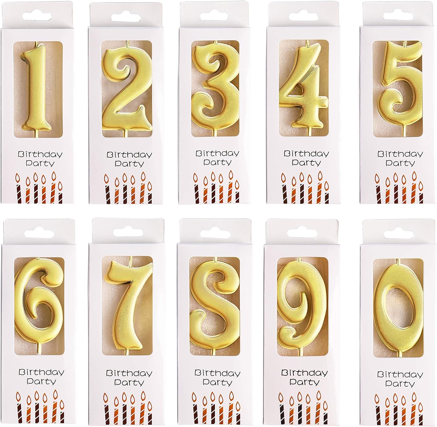 Candles & Holders - PHD CAKE 10-Count 0-9 Gold Number Birthday Candles, Number One Birthday, Gold Number Candles, Party Celebration, Baby Showers
