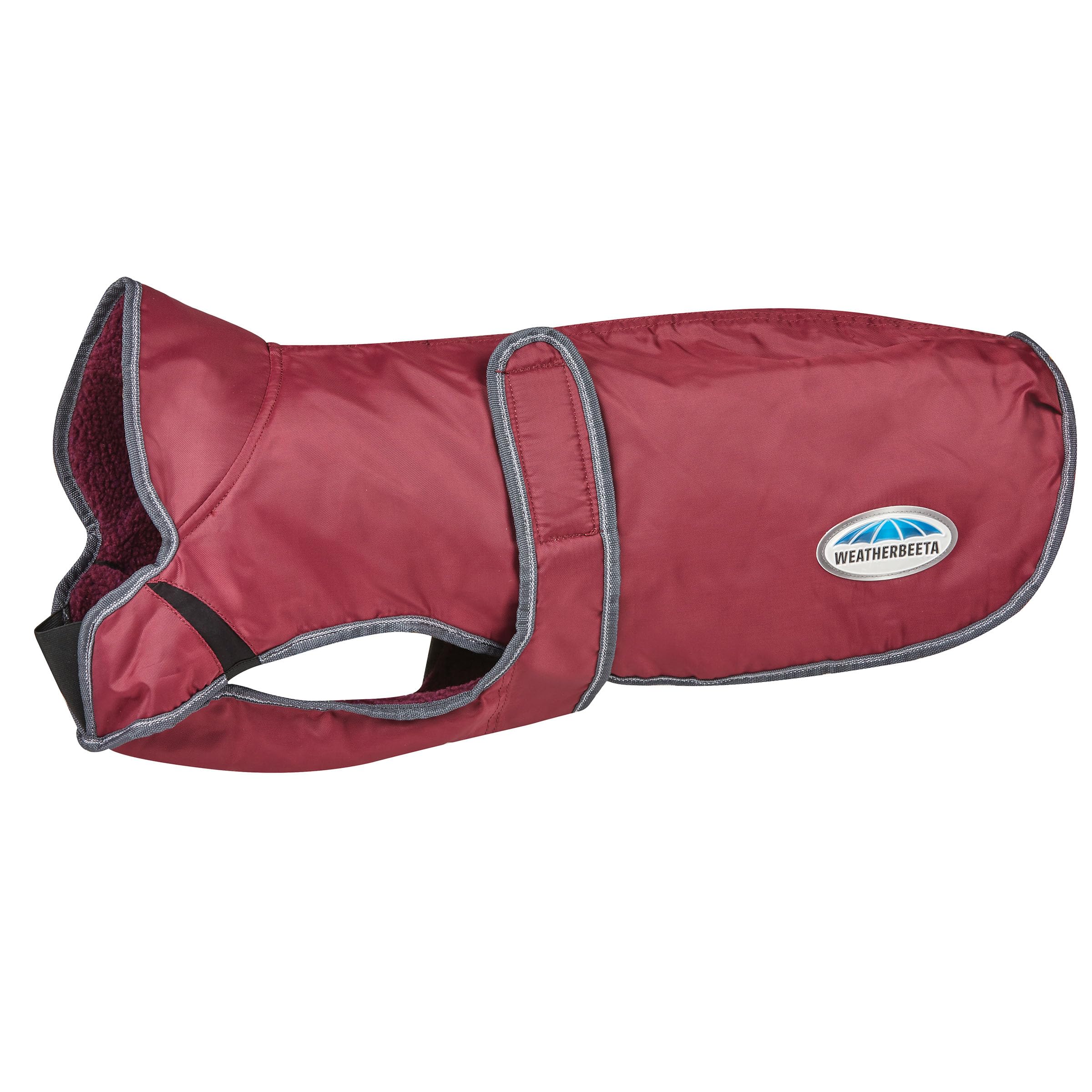 WeatherBeeta ComFiTec Windbreaker Free Deluxe Dog Coat, Maroon/Grey/White, 25cm