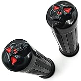 HTTMT MT080-25-BK Black Skull style Hand Grips 1 inch Handlebar Compatible with Harley XL 883 Hugger Sportster Cruiser